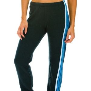 Aviator Nation Women’s 5 Stripe Sweatpants - Charcoal // Blue Stripes